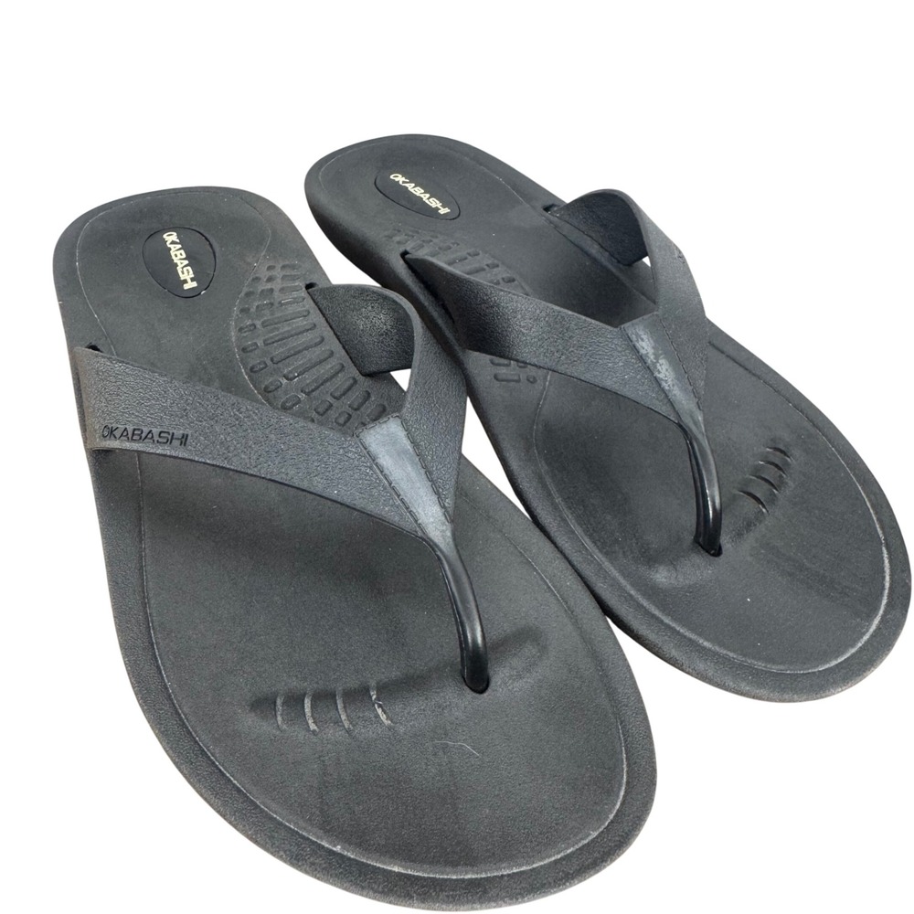 Okabashi Women's M/L Black Flip Flops Sandals Comfortable Thong Shoes Classic